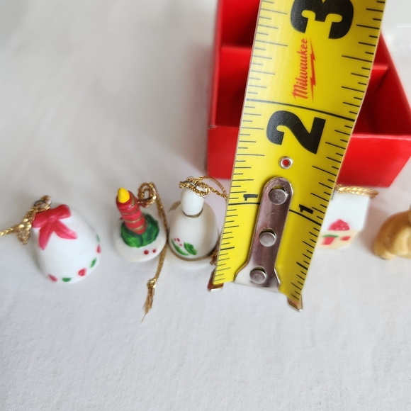 Christmas Miniature Porcelin Ornaments Set 6. About 1" Each. Tradition - Picture 3 of 7